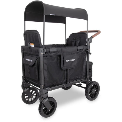 WonderFold W2 Luxe Pro (2 Seater) Double Seater Stroller Wagon - Jet Black - W2LUXP-JBLK