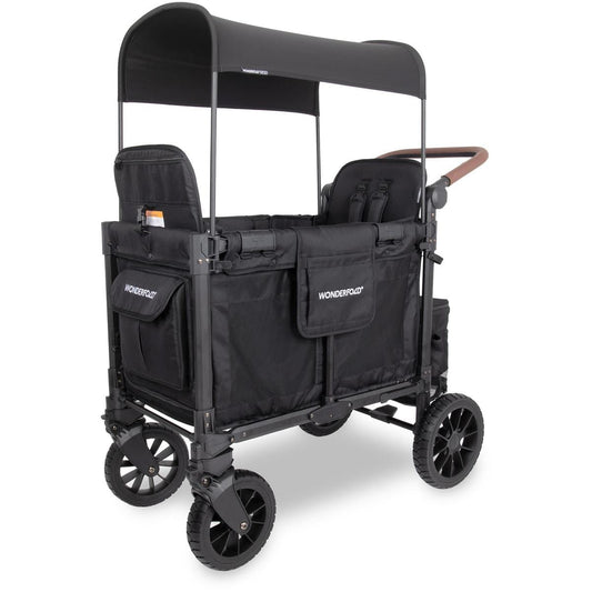 WonderFold W2 Luxe Pro (2 Seater) Double Seater Stroller Wagon - Jet Black - W2LUXP-JBLK