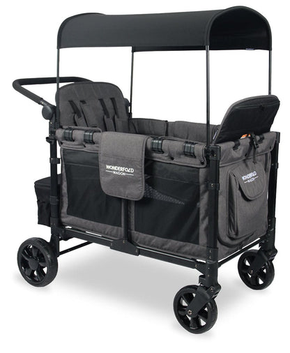 WonderFold W4 Elite Multifunctional Quad (4 Seater) Stroller Wagon - Charcoal Gray - W4ELT-GRY