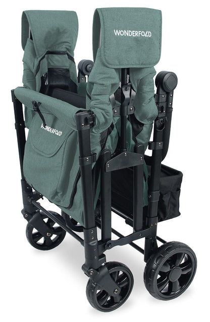 WonderFold W4 Elite Multifunctional Quad (4 Seater) Stroller Wagon - Hunter Green - W4ELT-HNTGN