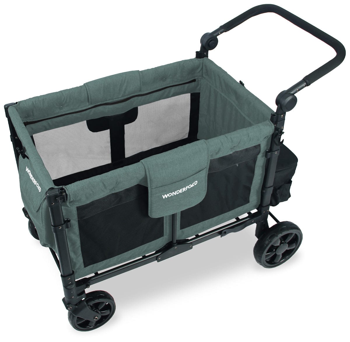 WonderFold W4 Elite Multifunctional Quad (4 Seater) Stroller Wagon - Hunter Green - W4ELT-HNTGN
