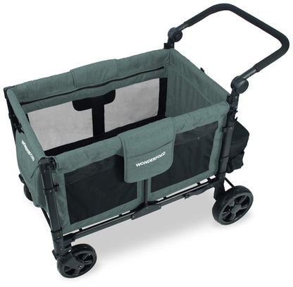 WonderFold W4 Elite Multifunctional Quad (4 Seater) Stroller Wagon - Hunter Green - W4ELT-HNTGN