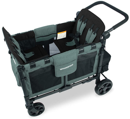 WonderFold W4 Elite Multifunctional Quad (4 Seater) Stroller Wagon - Hunter Green - W4ELT-HNTGN