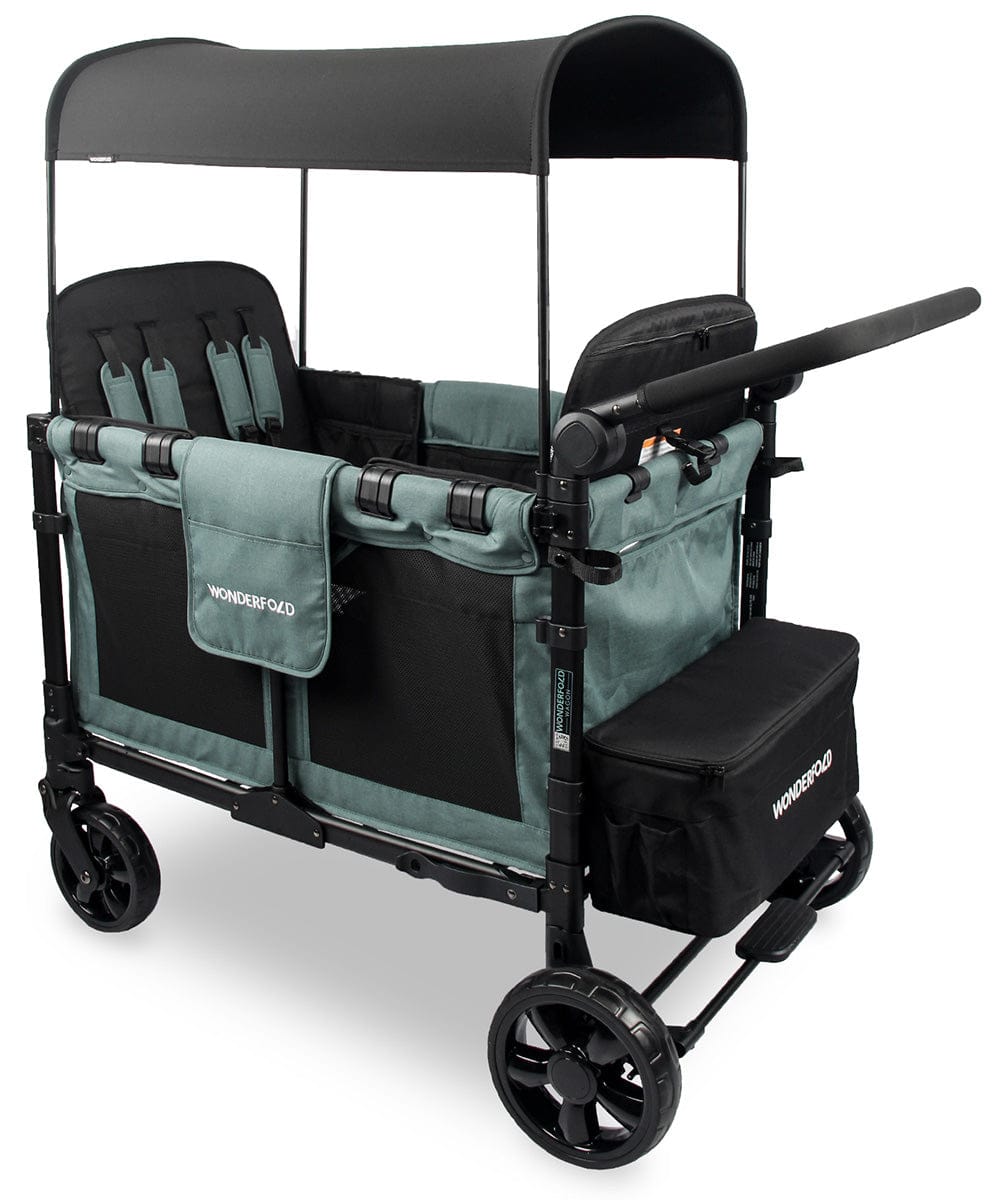 WonderFold W4 Elite Multifunctional Quad (4 Seater) Stroller Wagon - Hunter Green - W4ELT-HNTGN