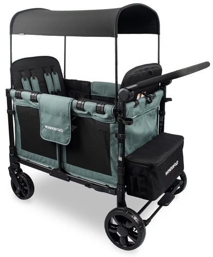 WonderFold W4 Elite Multifunctional Quad (4 Seater) Stroller Wagon - Hunter Green - W4ELT-HNTGN