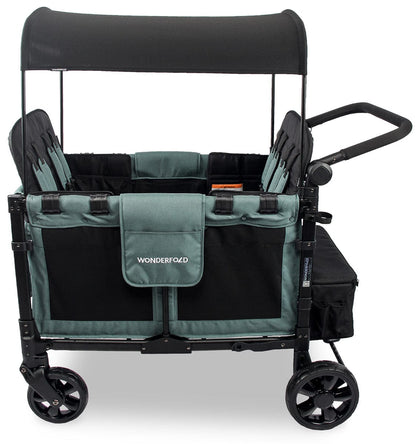 WonderFold W4 Elite Multifunctional Quad (4 Seater) Stroller Wagon - Hunter Green - W4ELT-HNTGN