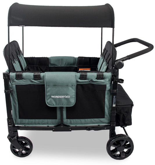 WonderFold W4 Elite Multifunctional Quad (4 Seater) Stroller Wagon - Hunter Green - W4ELT-HNTGN