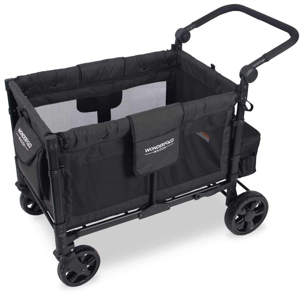 WonderFold W4 Elite Multifunctional Quad (4 Seater) Stroller Wagon - Volcanic Black - W4ELT-BLK
