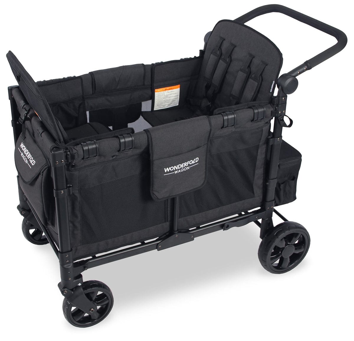 WonderFold W4 Elite Multifunctional Quad (4 Seater) Stroller Wagon - Volcanic Black - W4ELT-BLK