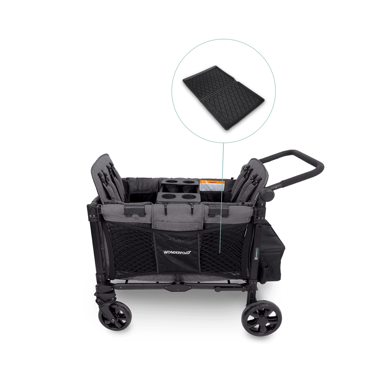 WonderFold W4 Elite Pro (4 Seater) Everyday Stroller Wagon Bundle - Charcoal Gray