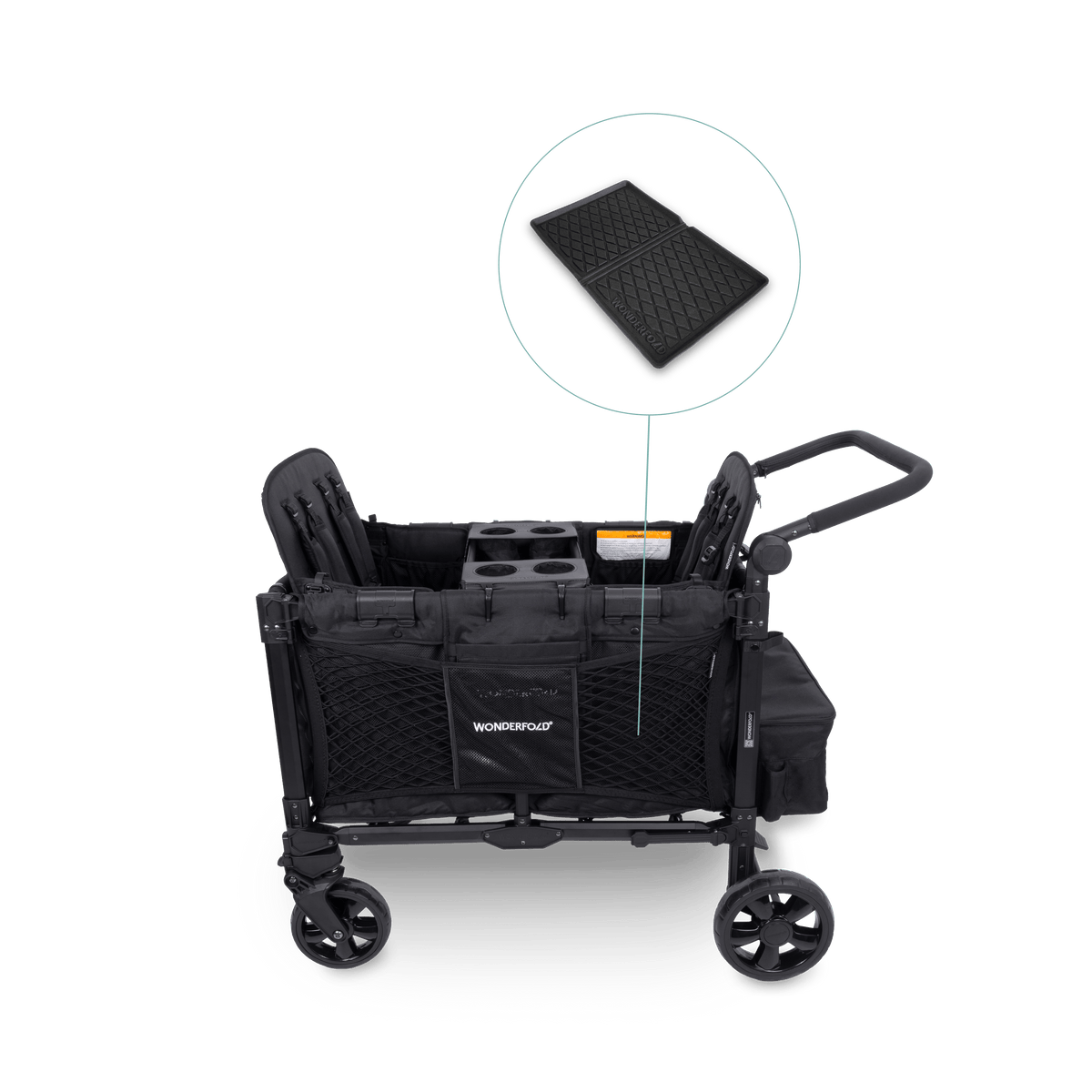 WonderFold W4 Elite Pro (4 Seater) Everyday Stroller Wagon Bundle - Jet Black