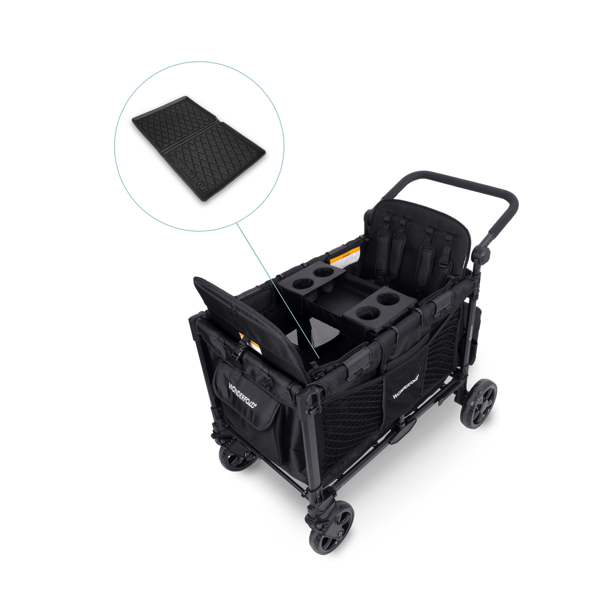 WonderFold W4 Elite Pro (4 Seater) Everyday Stroller Wagon Bundle - Jet Black