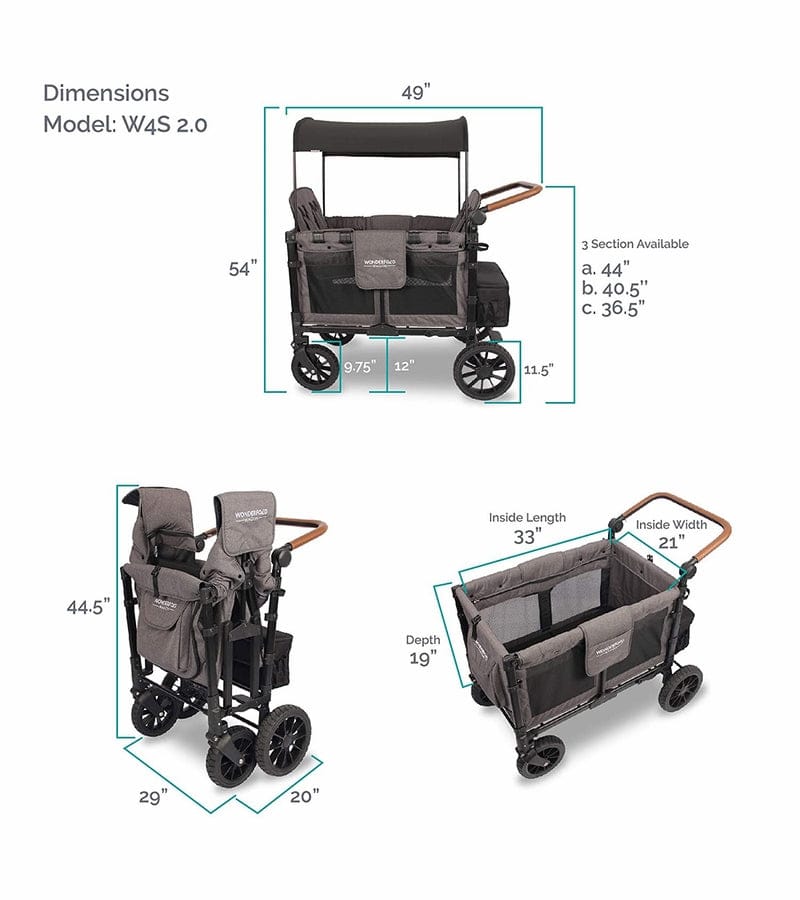 WonderFold W4 Luxe Multifunctional Quad (4 Seater) Stroller Wagon - Black Camo - W4LUX-BLKCM