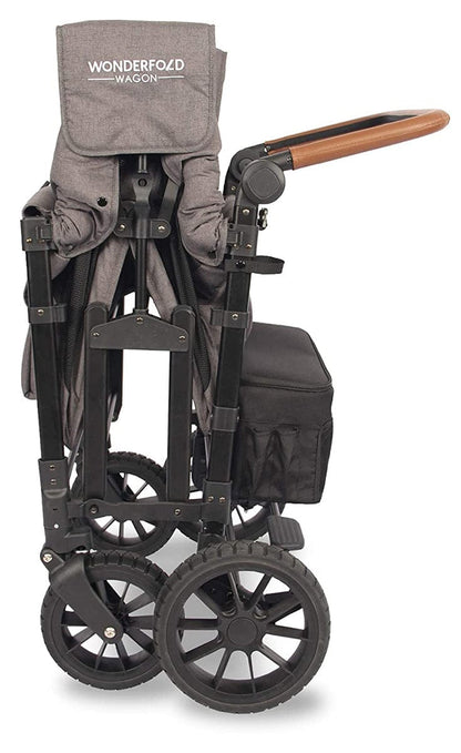 WonderFold W4 Luxe Multifunctional Quad (4 Seater) Stroller Wagon - Charcoal Gray/Black Frame - W4S2GRY