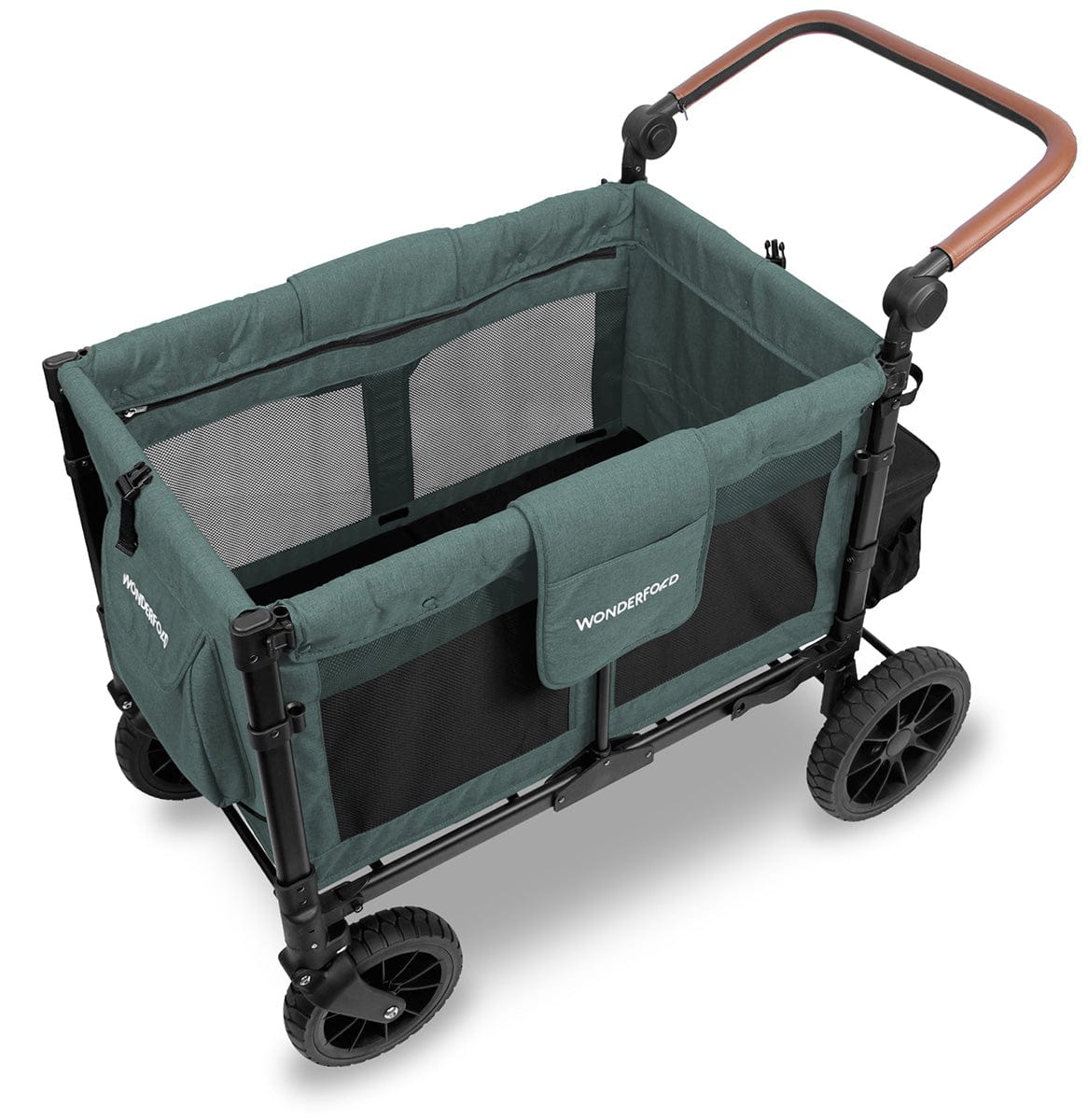 WonderFold W4 Luxe Multifunctional Quad (4 Seater) Stroller Wagon - Hunter Green (Albee Exclusive) - W4LUX-HNTGN