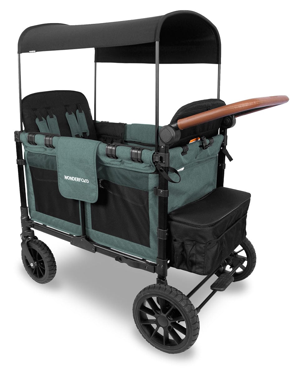 WonderFold W4 Luxe Multifunctional Quad (4 Seater) Stroller Wagon - Hunter Green (Albee Exclusive) - W4LUX-HNTGN