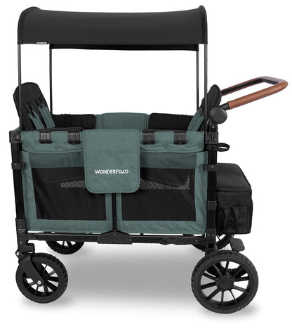 WonderFold W4 Luxe Multifunctional Quad (4 Seater) Stroller Wagon - Hunter Green (Albee Exclusive) - W4LUX-HNTGN