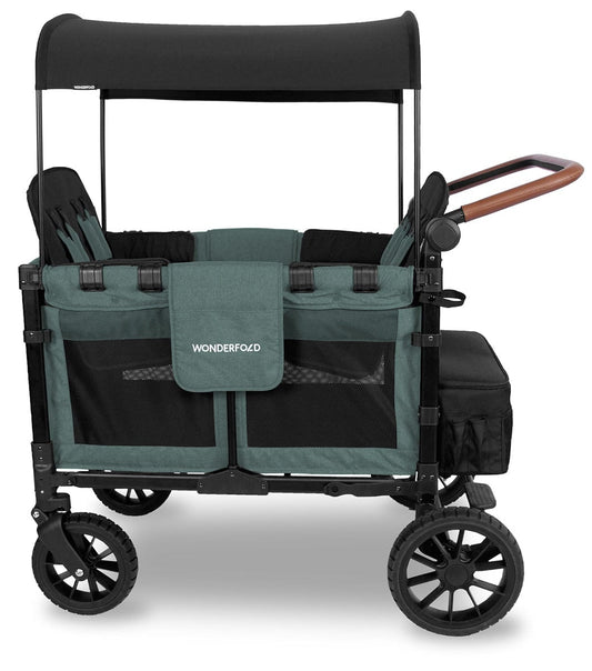 WonderFold W4 Luxe Multifunctional Quad (4 Seater) Stroller Wagon - Hunter Green (Albee Exclusive) - W4LUX-HNTGN
