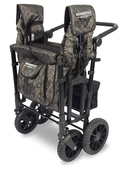 WonderFold W4 Luxe Multifunctional Quad (4 Seater) Stroller Wagon - Shadow Green Camo - W4S2GRNCM