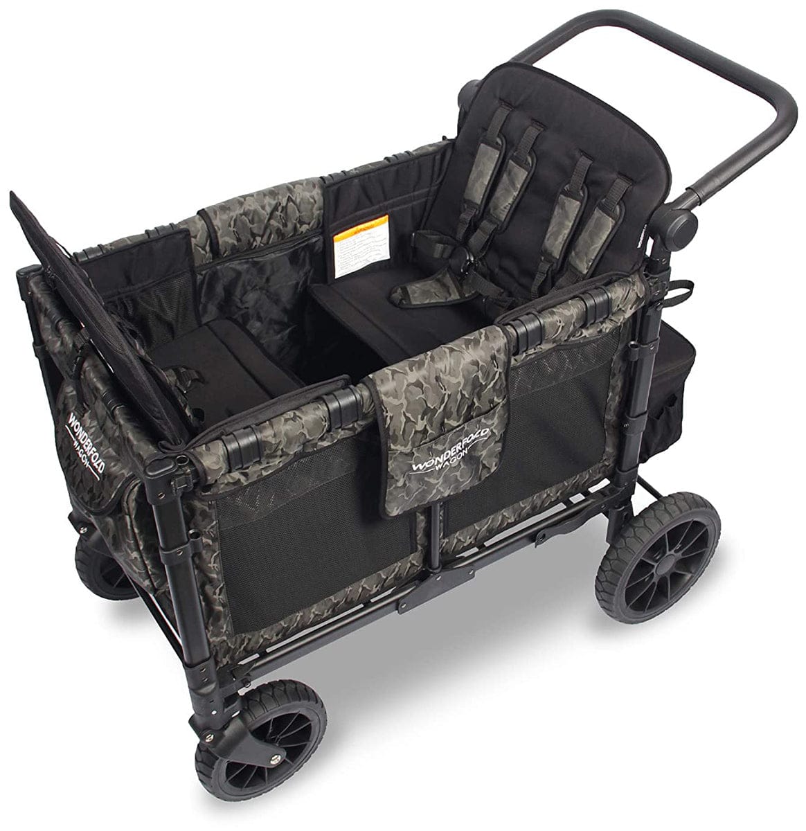 WonderFold W4 Luxe Multifunctional Quad (4 Seater) Stroller Wagon - Shadow Green Camo - W4S2GRNCM