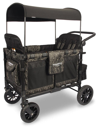 WonderFold W4 Luxe Multifunctional Quad (4 Seater) Stroller Wagon - Shadow Green Camo - W4S2GRNCM