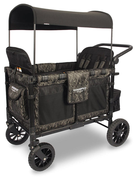 WonderFold W4 Luxe Multifunctional Quad (4 Seater) Stroller Wagon - Shadow Green Camo - W4S2GRNCM