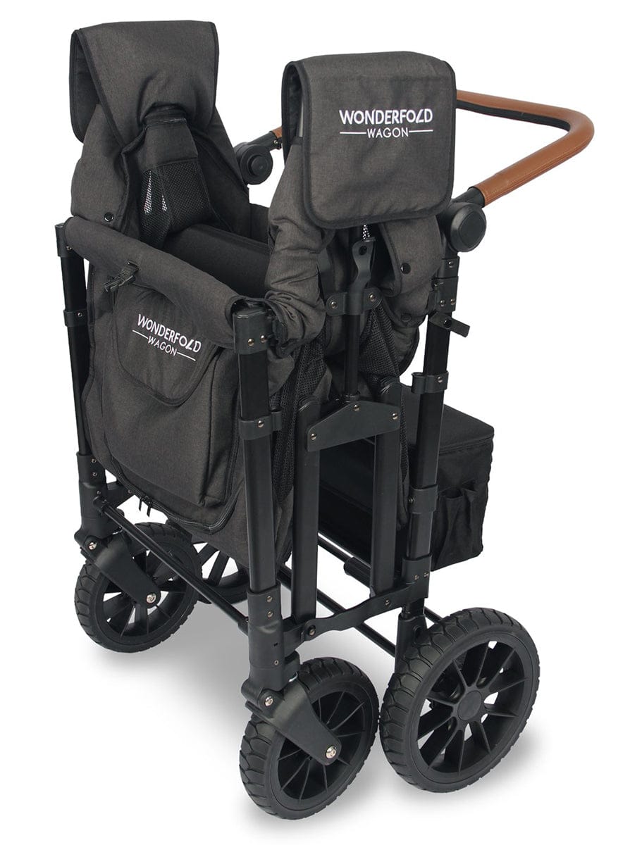WonderFold W4 Luxe Multifunctional Quad (4 Seater) Stroller Wagon - Volcanic Black - W4S2BLK