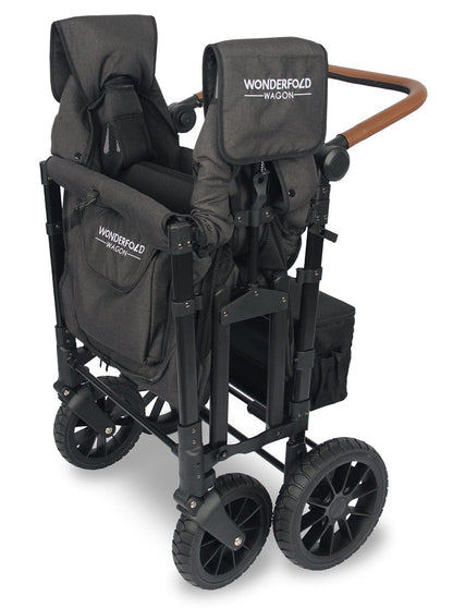 WonderFold W4 Luxe Multifunctional Quad (4 Seater) Stroller Wagon - Volcanic Black - W4S2BLK