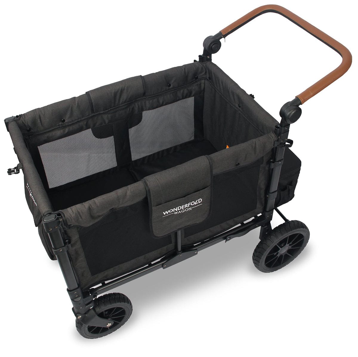 WonderFold W4 Luxe Multifunctional Quad (4 Seater) Stroller Wagon - Volcanic Black - W4S2BLK