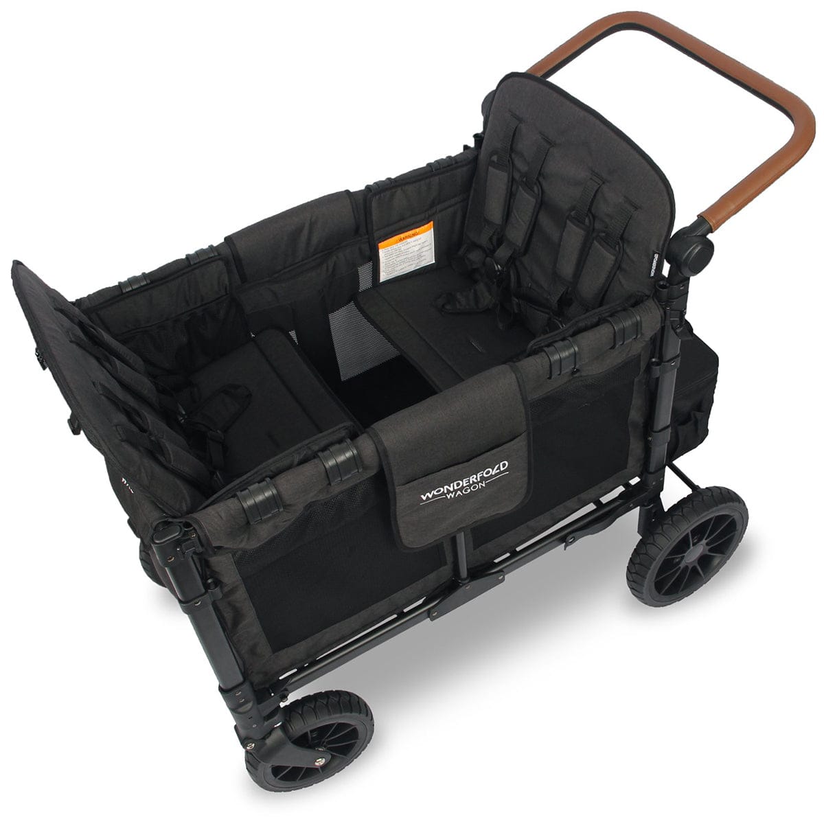 WonderFold W4 Luxe Multifunctional Quad (4 Seater) Stroller Wagon - Volcanic Black - W4S2BLK