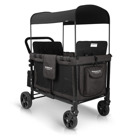 WonderFold W4 Original Quad (4 Seater) Stroller Wagon - Black - W4-BLACK
