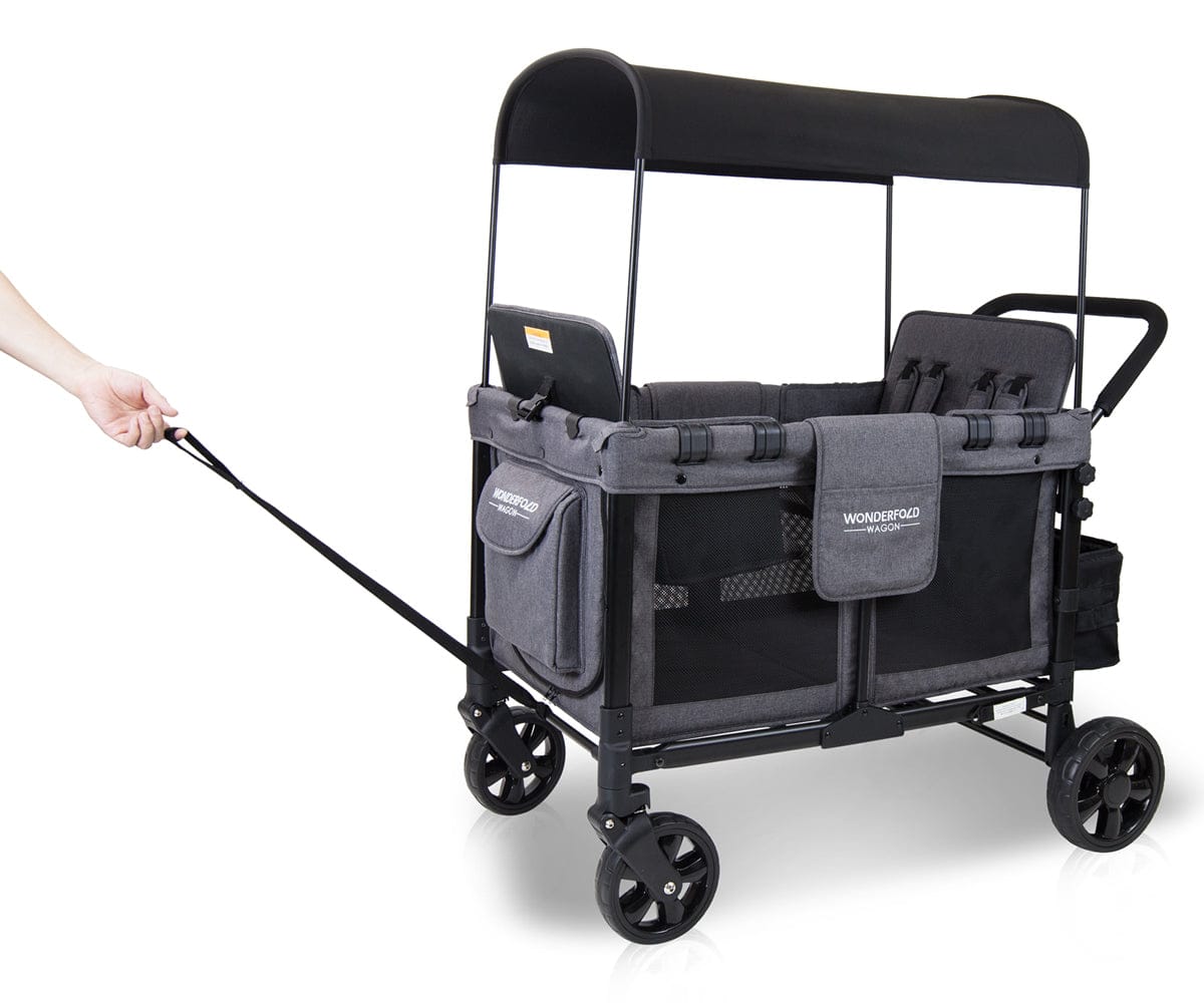 WonderFold W4 Original Quad (4 Seater) Stroller Wagon - Gray - W4-GRAY