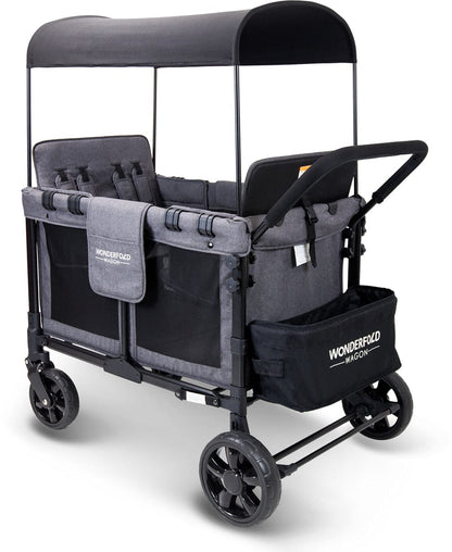 WonderFold W4 Original Quad (4 Seater) Stroller Wagon - Gray - W4-GRAY