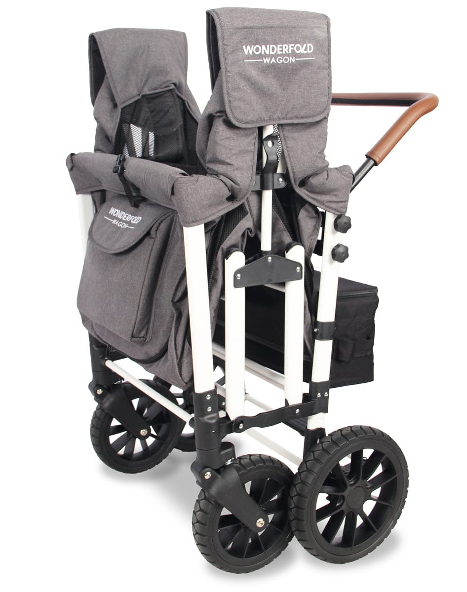 WonderFold W4 Quad Premium (4 Seater) Stroller Wagon - Gray/White (Limited Edition) - W4S-GRAY-WHITE