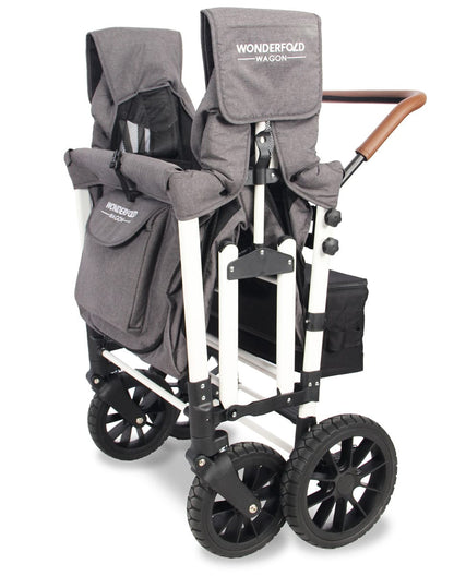 WonderFold W4 Quad Premium (4 Seater) Stroller Wagon - Gray/White (Limited Edition) - W4S-GRAY-WHITE