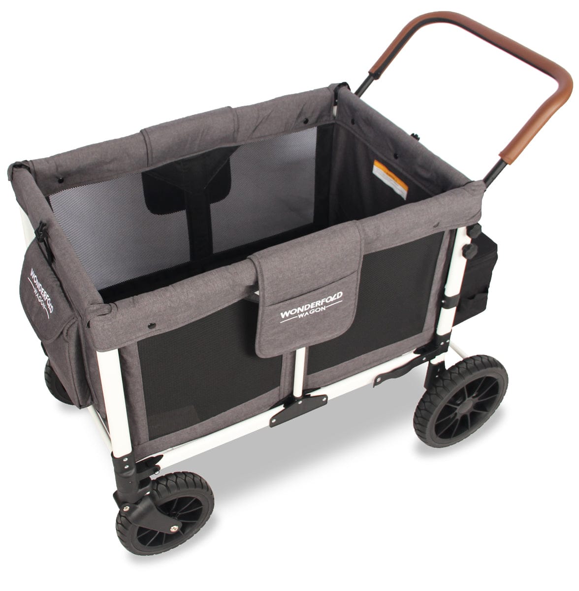 WonderFold W4 Quad Premium (4 Seater) Stroller Wagon - Gray/White (Limited Edition) - W4S-GRAY-WHITE