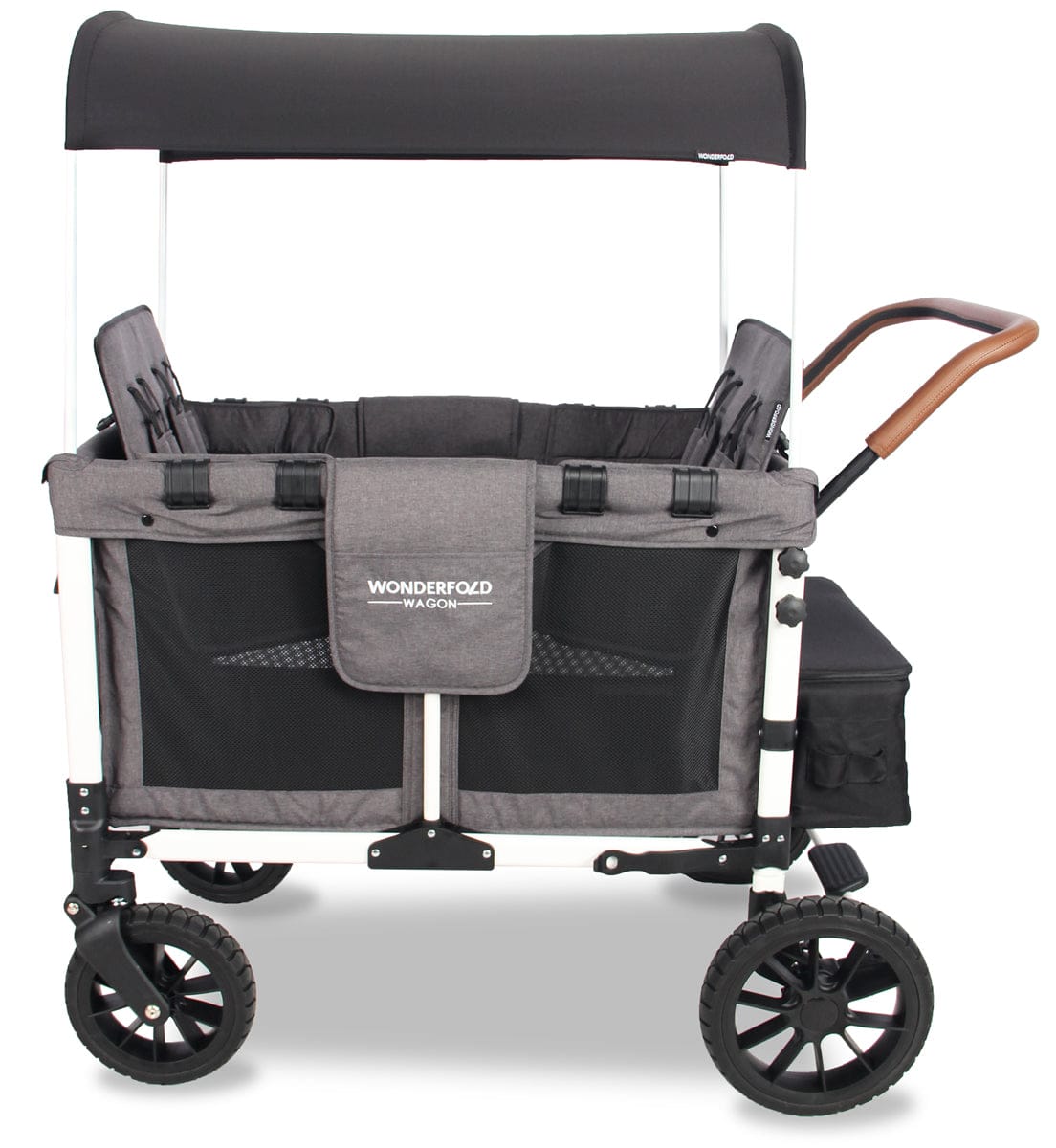 WonderFold W4 Quad Premium (4 Seater) Stroller Wagon - Gray/White (Limited Edition) - W4S-GRAY-WHITE