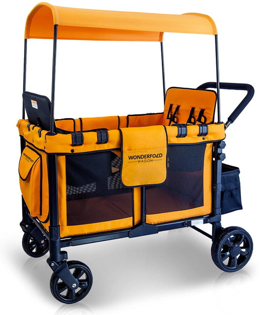 WonderFold W4 Original Quad (4 Seater) Stroller Wagon - Orange - W4-ORANGE