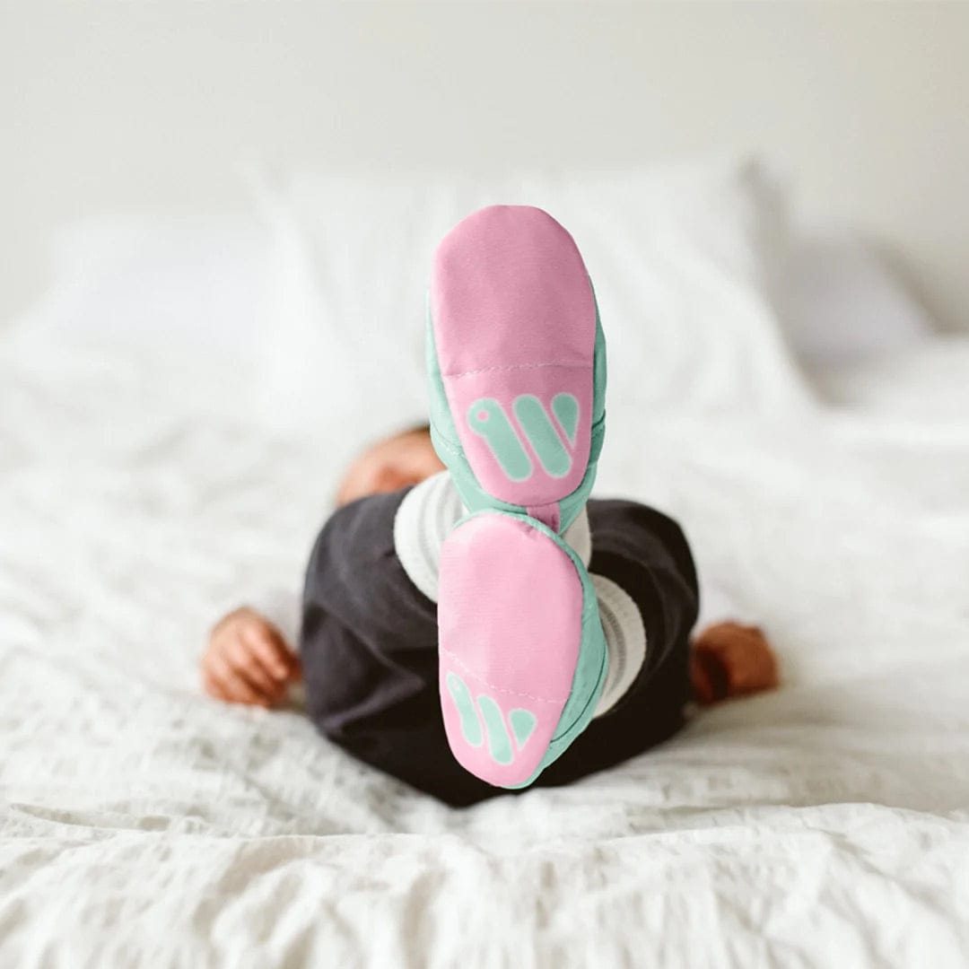 Woolybubs The Newbie Baby Shoe, Size 1 - Green / Pink - NEW-04-1