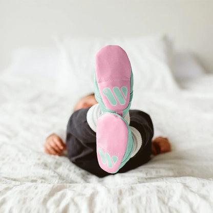 Woolybubs The Newbie Baby Shoe, Size 2 - Green / Pink - NEW-04-2
