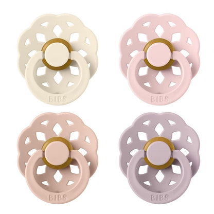 BIBS Boheme Pacifier, 4 Pack - Ivory/Blush/Blossom/Dusky Lilac - Size 2 (6+ m) - 240245