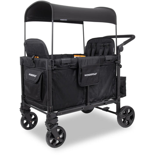 WonderFold OPEN BOX W4 Elite Pro (4 Seater) Stroller Wagon - Jet Black - W4ELTP-JBLK-OB