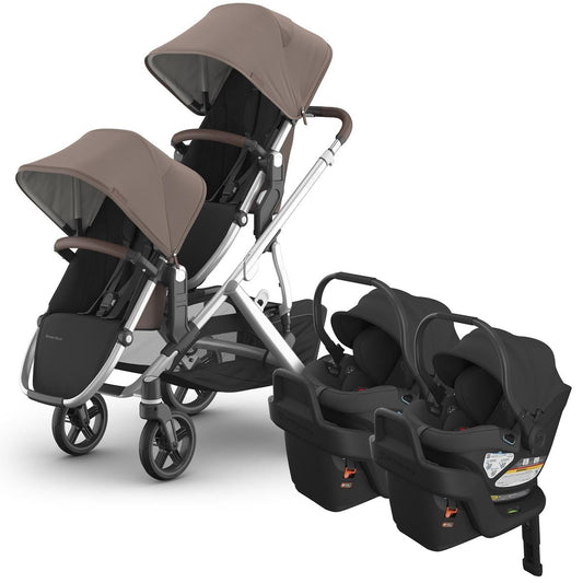 UPPAbaby Vista V3 Twin Stroller with RumbleSeat V3 + Aria Travel System Bundle - Theo / Jake - TWIN-V3-TRVL-ARIA-0303-VSO-NA-THO