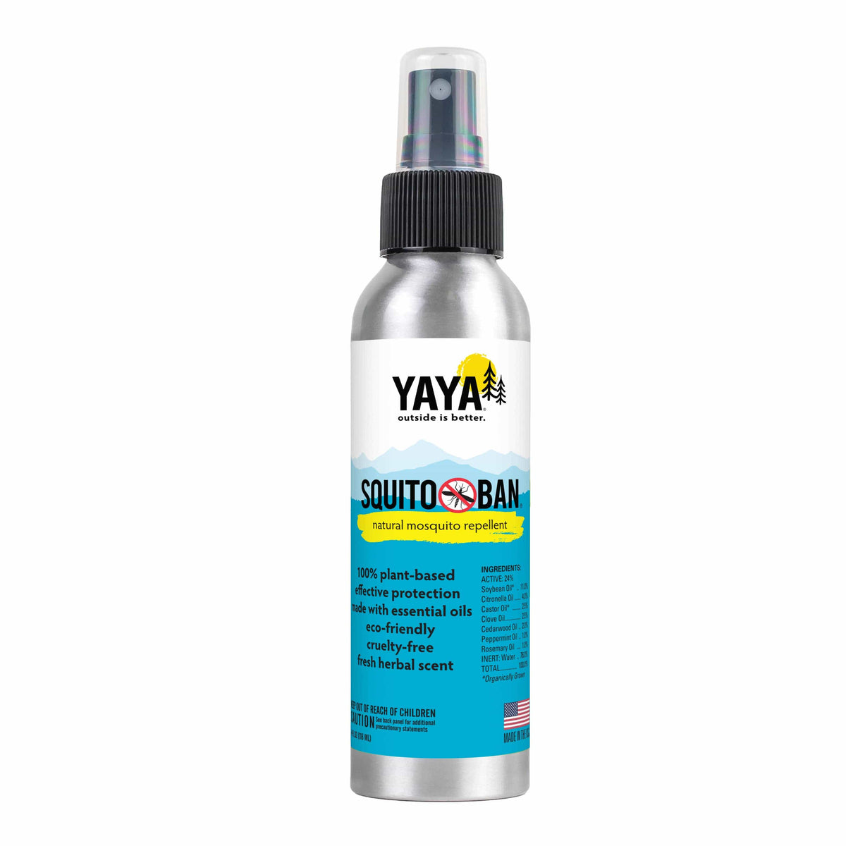 YAYA Organics Squito Ban natural mosquito repellent spray bottle