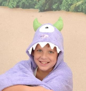Yikes Twins Hooded Towel - One-Eyed Monster Purple