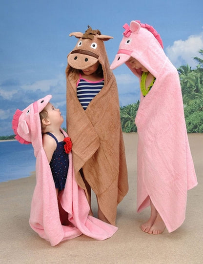 Yikes Twins Hooded Towel - Pink Pony