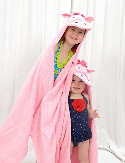Yikes Twins Hooded Towel - Pink Pony