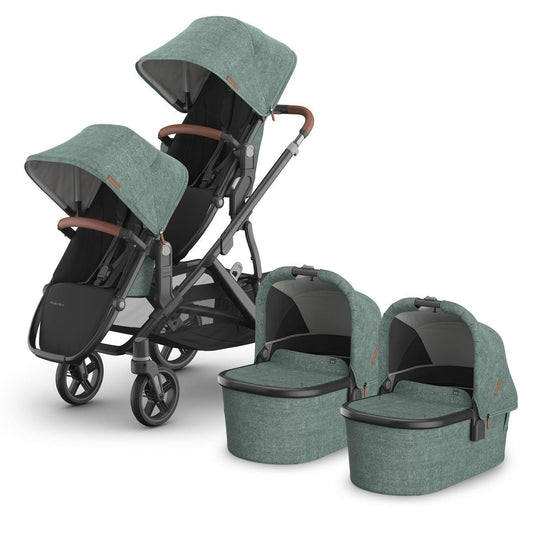 UPPAbaby Vista V3 Twin Stroller with RumbleSeat V3 + Bassinet Bundle - Gwen - TWIN-V3-BAS-0303-VSO-NA-GWN