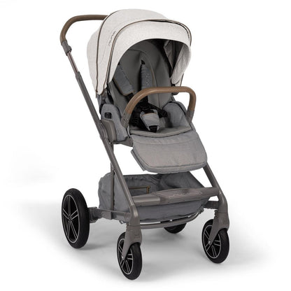 Nuna stroller with grey seat and light grey canopy
