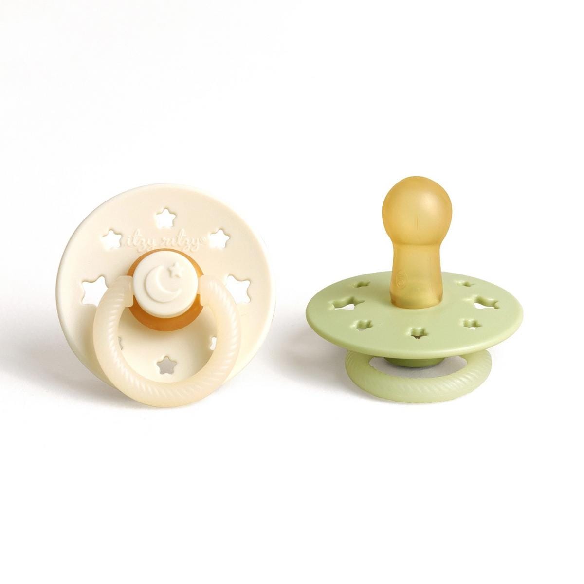Itzy Ritzy Itzy Soother 2-Pack Natural Rubber Pacifiers - Buttercream & Pistachio - Glow in the Dark (6-18 M) - 704801972